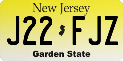 NJ license plate J22FJZ