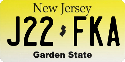 NJ license plate J22FKA