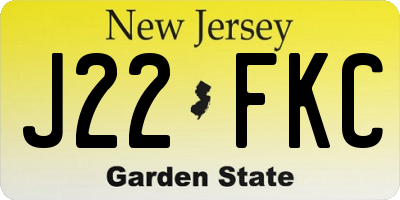 NJ license plate J22FKC