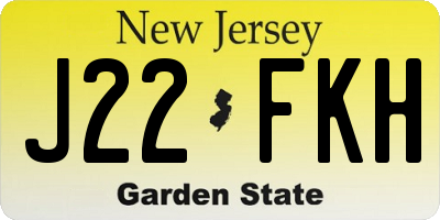 NJ license plate J22FKH