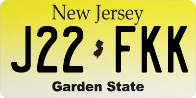 NJ license plate J22FKK