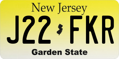 NJ license plate J22FKR