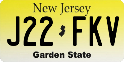NJ license plate J22FKV