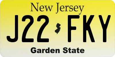 NJ license plate J22FKY