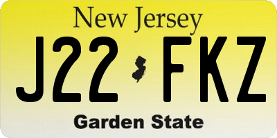NJ license plate J22FKZ