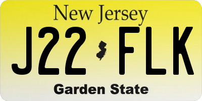 NJ license plate J22FLK