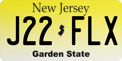 NJ license plate J22FLX