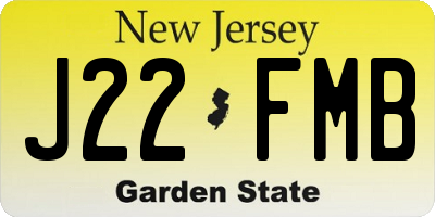 NJ license plate J22FMB