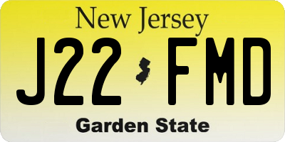NJ license plate J22FMD