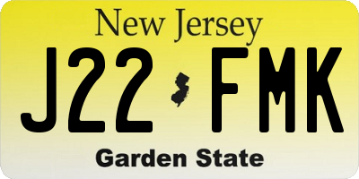NJ license plate J22FMK