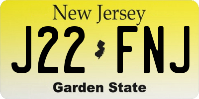 NJ license plate J22FNJ