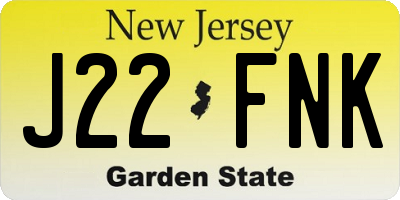 NJ license plate J22FNK