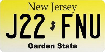 NJ license plate J22FNU