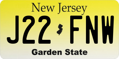 NJ license plate J22FNW