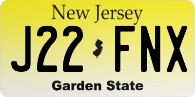 NJ license plate J22FNX