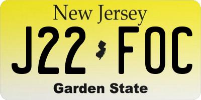 NJ license plate J22FOC
