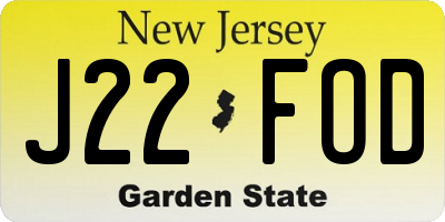 NJ license plate J22FOD