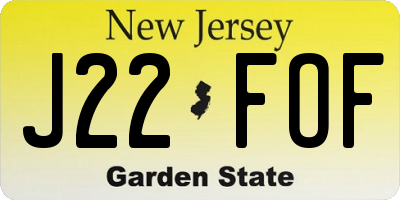 NJ license plate J22FOF