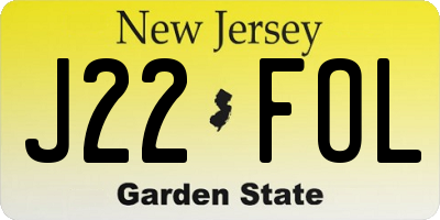 NJ license plate J22FOL
