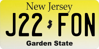 NJ license plate J22FON