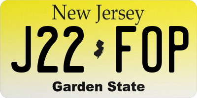 NJ license plate J22FOP