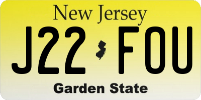 NJ license plate J22FOU