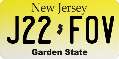 NJ license plate J22FOV