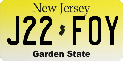 NJ license plate J22FOY