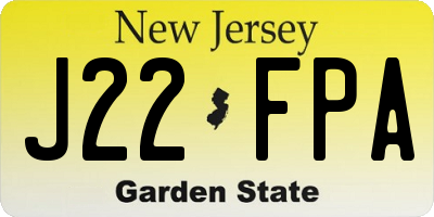 NJ license plate J22FPA