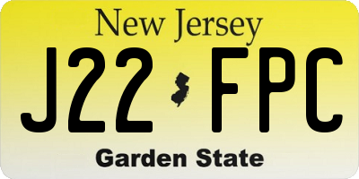 NJ license plate J22FPC