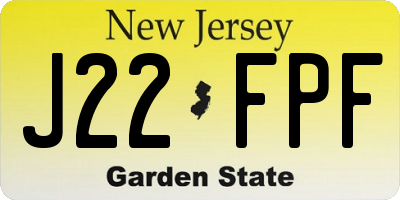 NJ license plate J22FPF