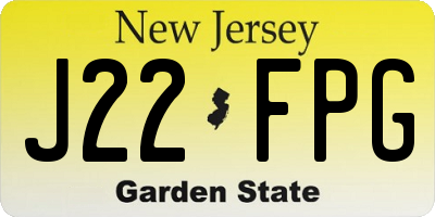 NJ license plate J22FPG