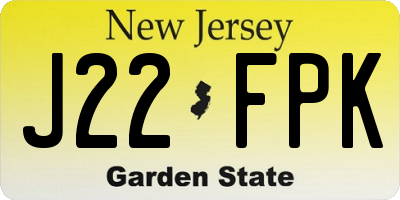 NJ license plate J22FPK