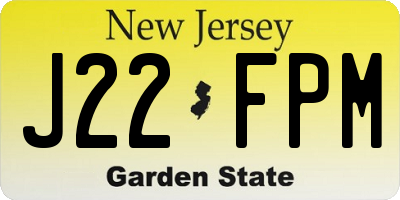 NJ license plate J22FPM
