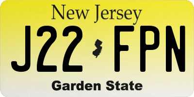 NJ license plate J22FPN