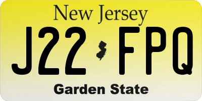 NJ license plate J22FPQ