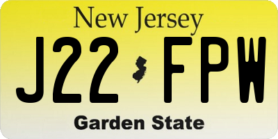 NJ license plate J22FPW
