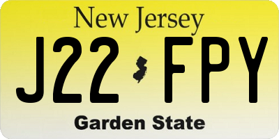 NJ license plate J22FPY