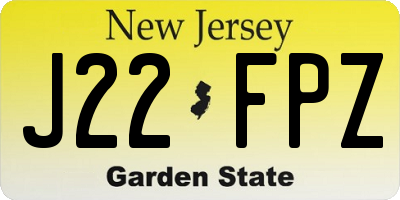 NJ license plate J22FPZ