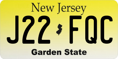 NJ license plate J22FQC