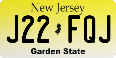 NJ license plate J22FQJ