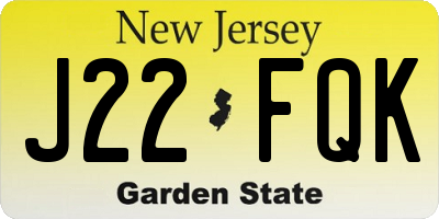 NJ license plate J22FQK