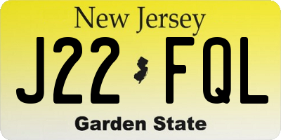 NJ license plate J22FQL