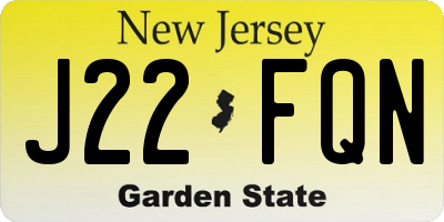 NJ license plate J22FQN