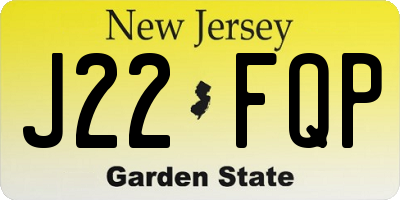NJ license plate J22FQP