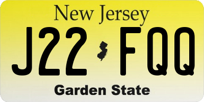NJ license plate J22FQQ