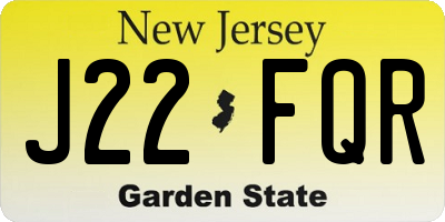 NJ license plate J22FQR