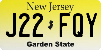 NJ license plate J22FQY