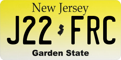 NJ license plate J22FRC