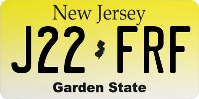 NJ license plate J22FRF